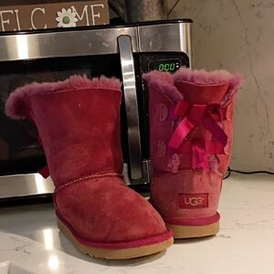 UGG Suede Boots with Ribbon Accents